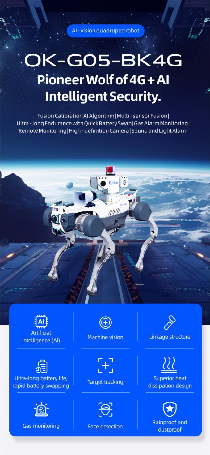 OKAF AI Παρακολούθηση αυτόνομο ρομπότ περιπολίας ασφαλείας βιομηχανικό ρομπότ φύλακα ρομπότ σκύλος έξυπνη ασφάλεια τετραπλάσιο ρομπότ 0