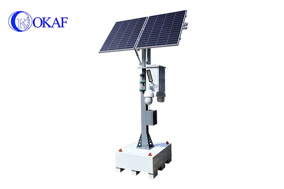 OkTower Self Powered Solar CCTV Surveillance Tower with Hand Crank Telescopic Is Support 4G Starlink Remote Video