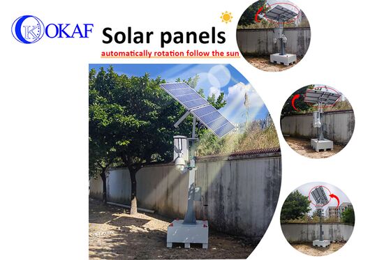 OkTower Self Powered Solar CCTV Surveillance Tower with Hand Crank Telescopic Is Support 4G Starlink Remote Video